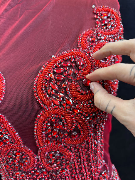 Red Rhinestone Bodice Applique