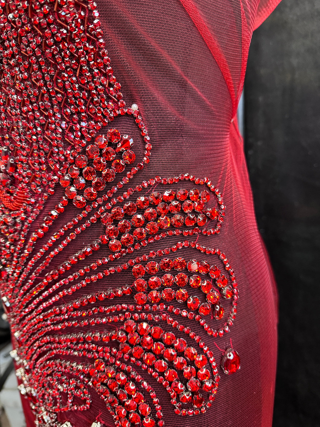 Red Rhinestone Bodice Applique