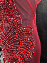 Red Rhinestone Bodice Applique
