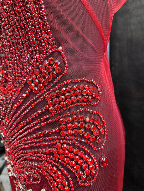 Red Rhinestone Bodice Applique