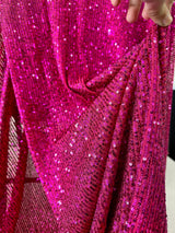 Stretch Sequin on Mesh Fuchsia