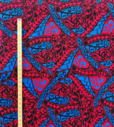 Polynesian Tribal Triangle Formation Design Light Barkcloth Fabric - Grey/Orange/Black, 45" Width (1 Yard)