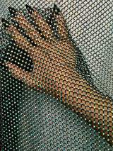 Rhinestone Diamond Fishnet Mesh Hunter Green