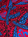 Polynesian Tribal Triangle Formation Design Light Barkcloth Fabric - Grey/Orange/Black, 45" Width (1 Yard)