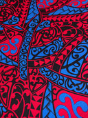 Polynesian Tribal Triangle Formation Design Light Barkcloth Fabric - Grey/Orange/Black, 45" Width (1 Yard)