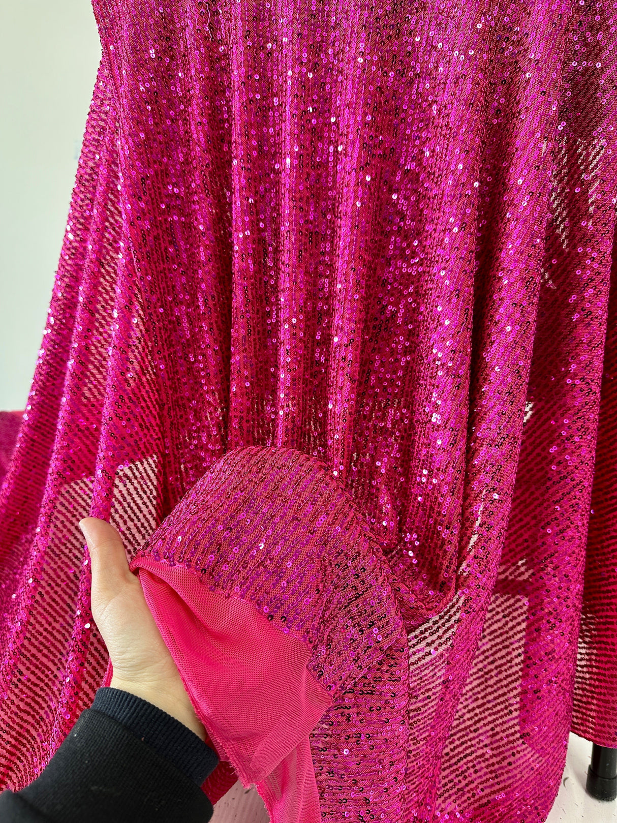 Stretch Sequin on Mesh Fuchsia