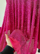 Stretch Sequin on Mesh Fuchsia