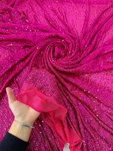 Stretch Sequin on Mesh Fuchsia