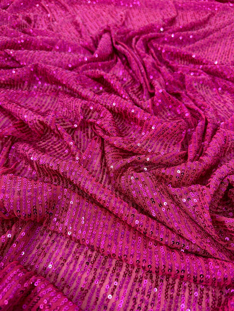 Stretch Sequin on Mesh Fuchsia