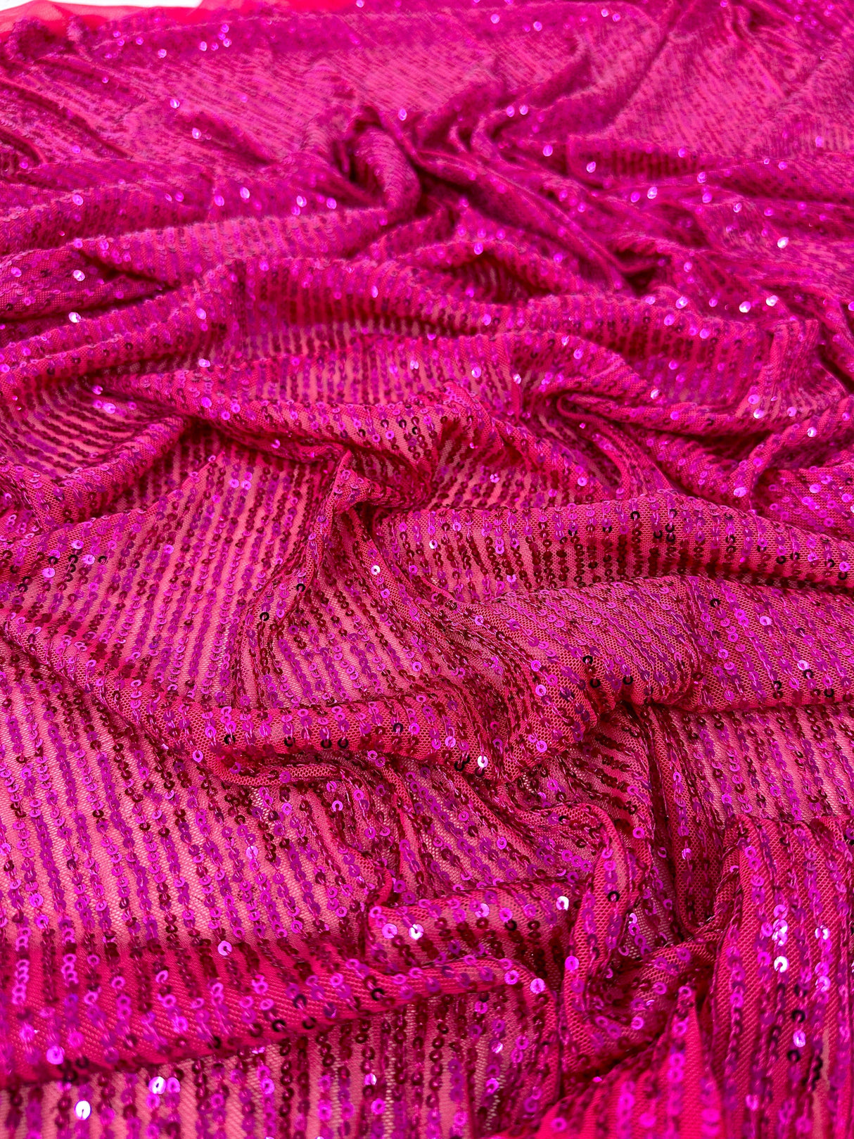 Stretch Sequin on Mesh Fuchsia