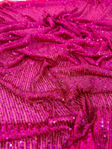 Stretch Sequin on Mesh Fuchsia