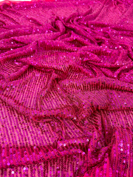 Stretch Sequin on Mesh Fuchsia