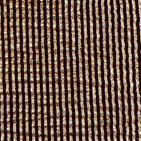 Metallic Pleated Polyester Fabric Black Gold 60"