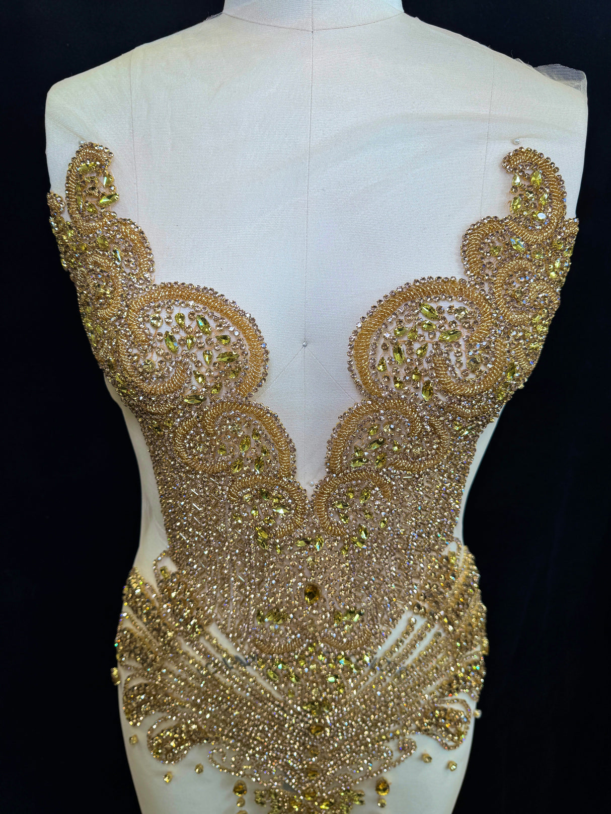 Gold Rhinestone Bodice Applique