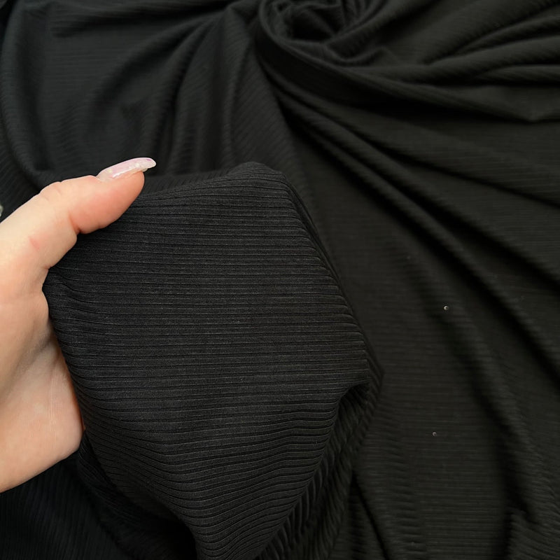 Black 4-Way Stretch Rib Knit