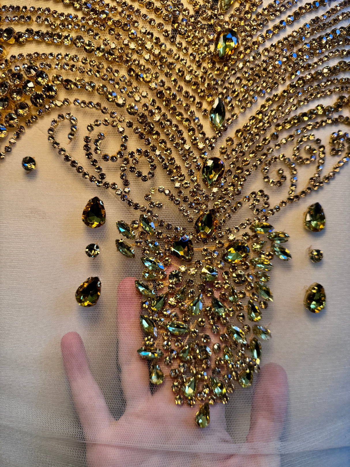 Gold Rhinestone Bodice Applique