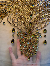 Gold Rhinestone Bodice Applique