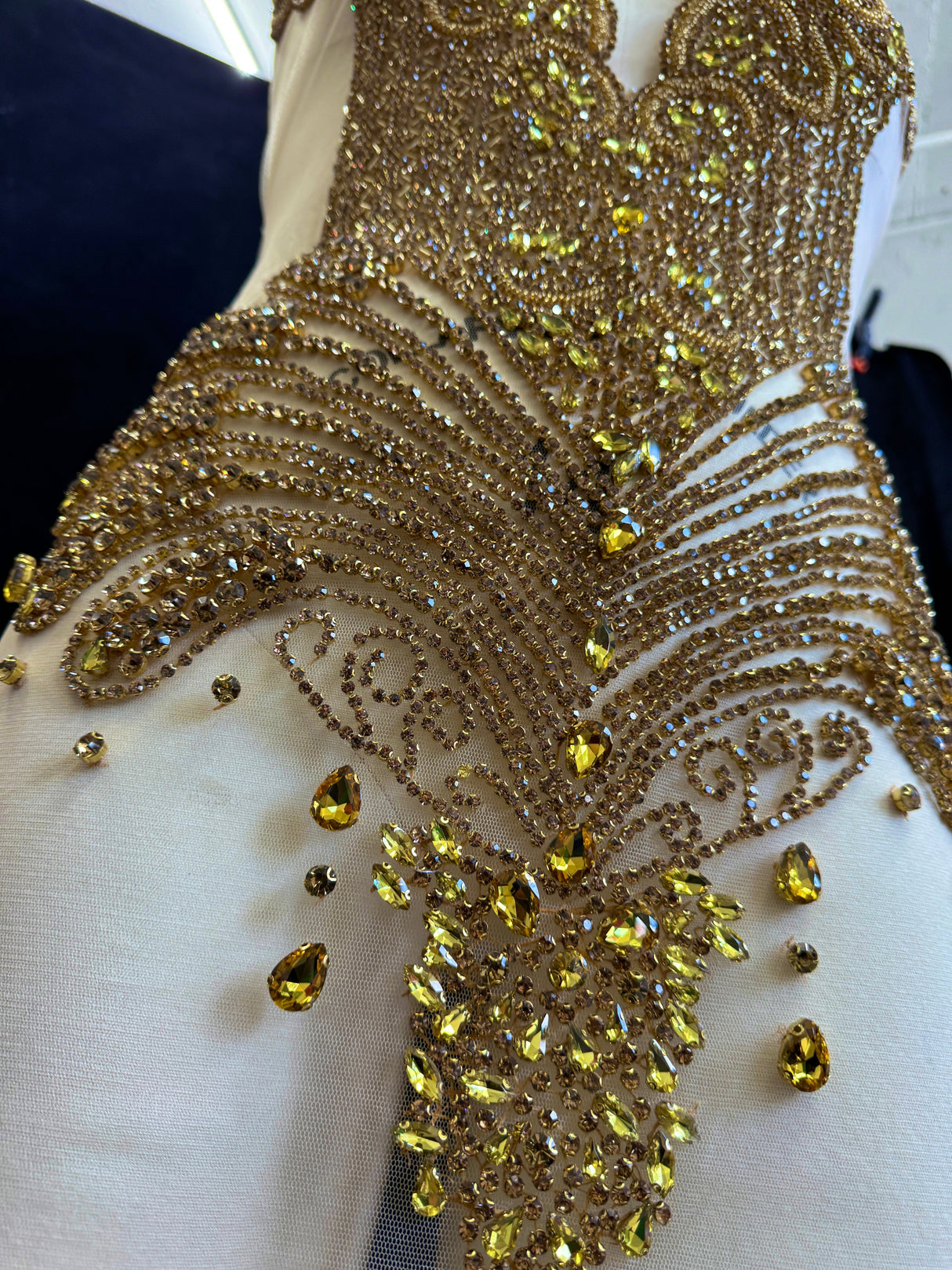 Gold Rhinestone Bodice Applique