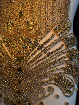 Gold Rhinestone Bodice Applique