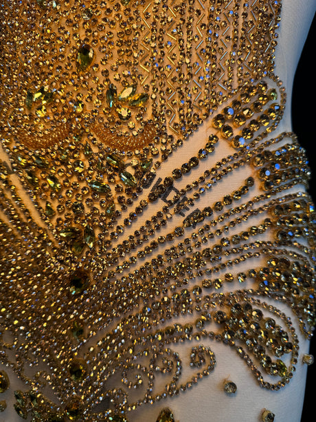 Gold Rhinestone Bodice Applique