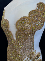 Gold Rhinestone Bodice Applique