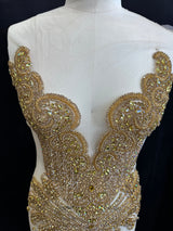 Gold Rhinestone Bodice Applique