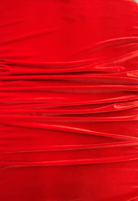 Lipstick Red Stretch Velvet Fabric - Red, 58"-60" Width (1 Yard)