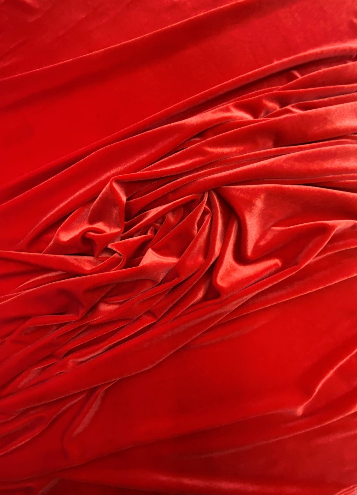 Lipstick Red Stretch Velvet Fabric - Red, 58"-60" Width (1 Yard)