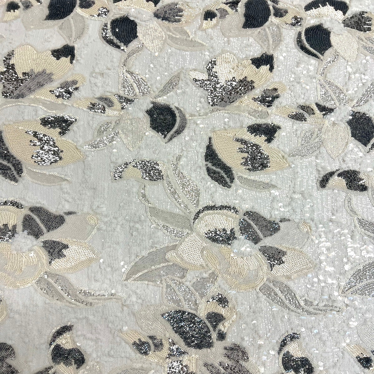 Stretch Sequins Floral Fabric Multicolor