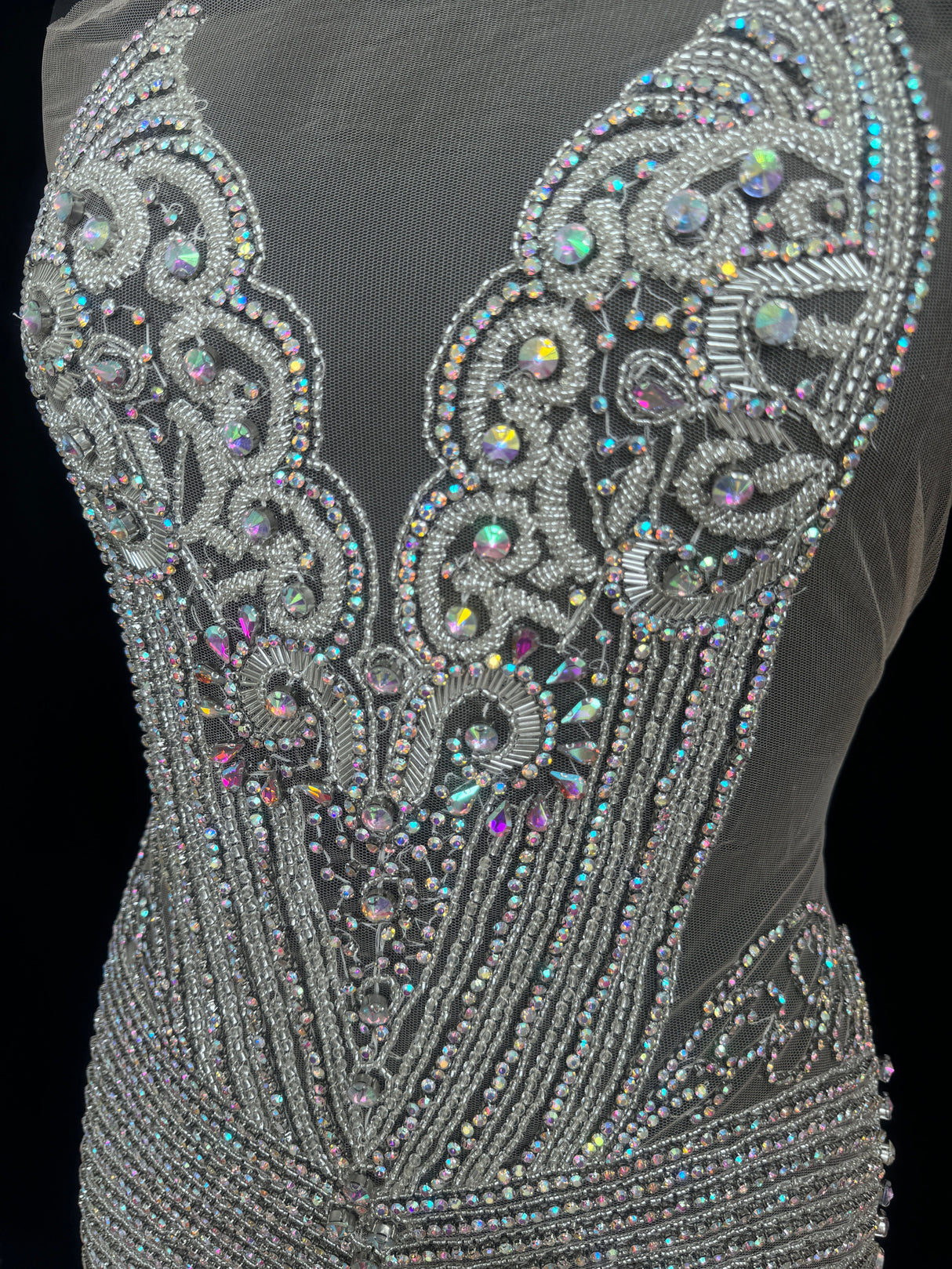 Silver Rhinestone Bodice Appliqué