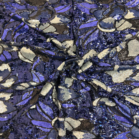 Giselle Multicolor Floral Stretch Sequins Fabric - 94 Percent Polyester 6 Percent Spandex Fabric, Multicolor Floral, 58" Width, 4-Way Stretch (1 Yard)