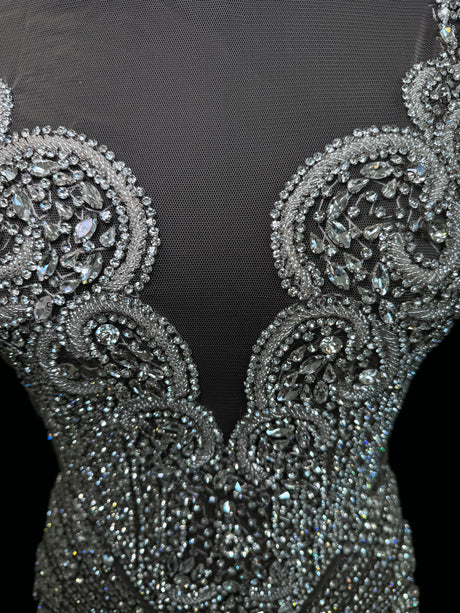 Silver Rhinestone Bodice Applique
