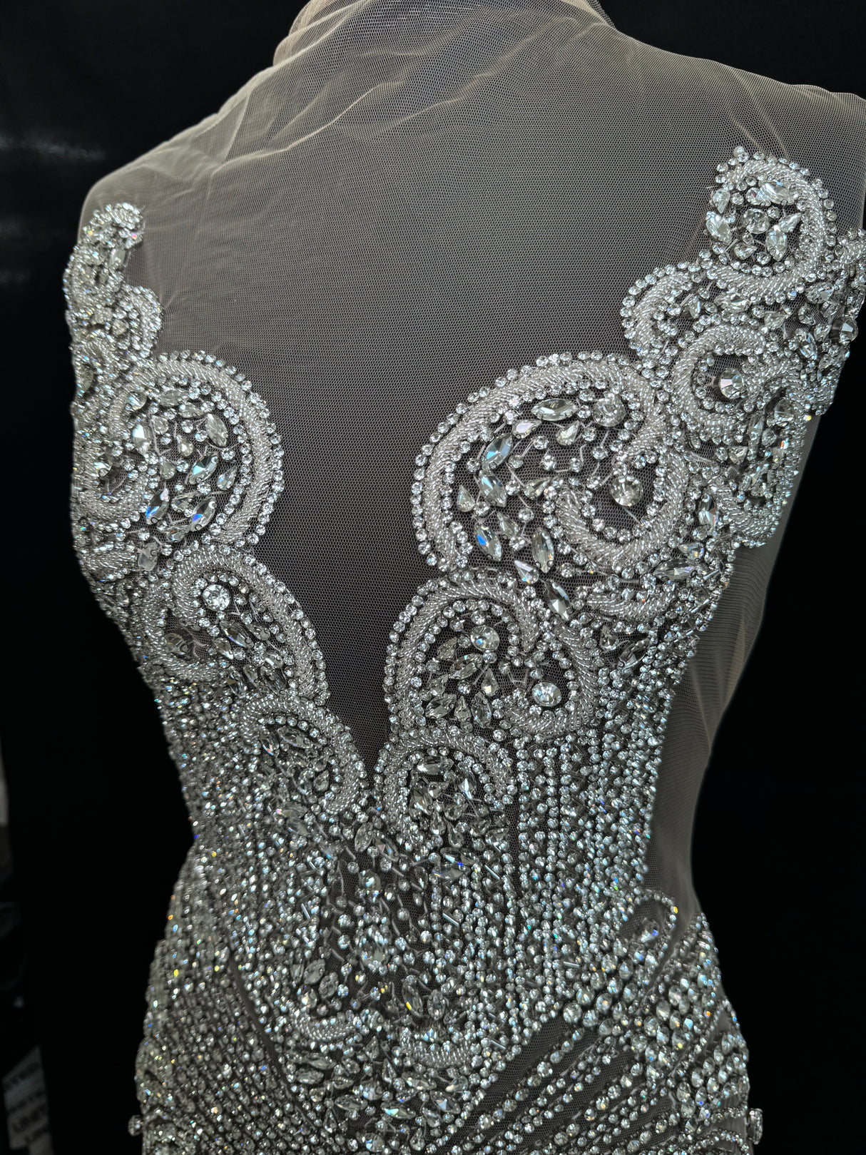 Silver Rhinestone Bodice Applique