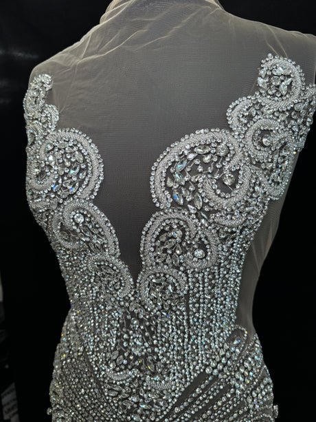 Silver Rhinestone Bodice Applique