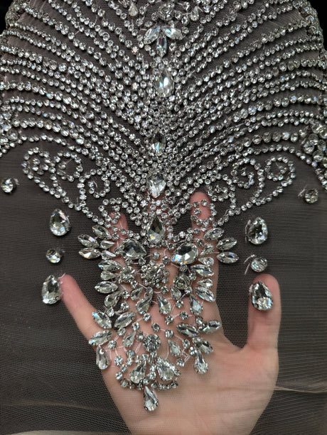 Silver Rhinestone Bodice Applique