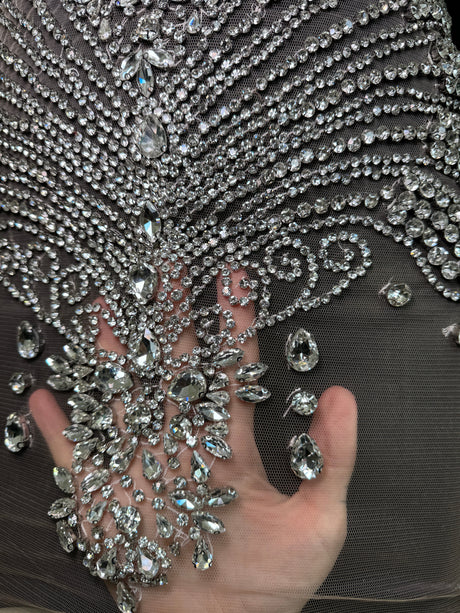 Silver Rhinestone Bodice Applique