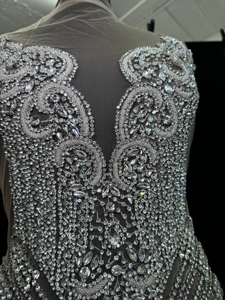 Silver Rhinestone Bodice Applique