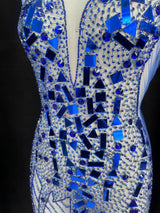 Royal Blue Rhinestone Bodice Appliqué