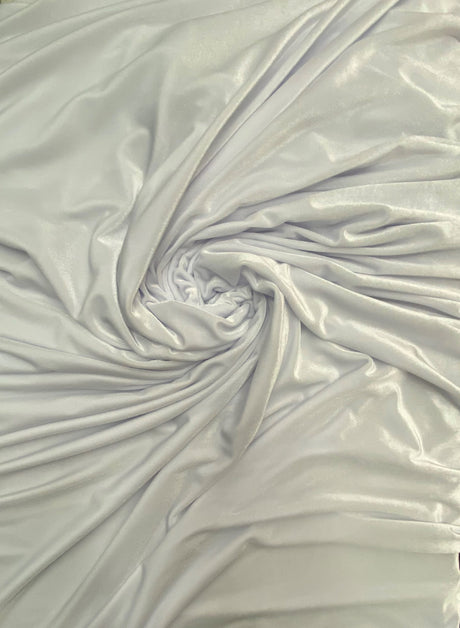 White Stretch Velvet Fabric - White, 58"-60" Width (1 Yard)
