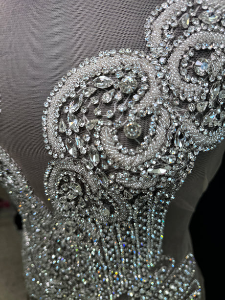Silver Rhinestone Bodice Applique