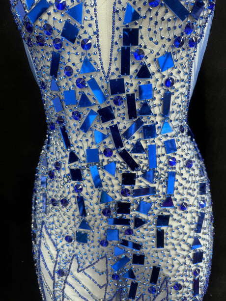 Royal Blue Rhinestone Bodice Appliqué