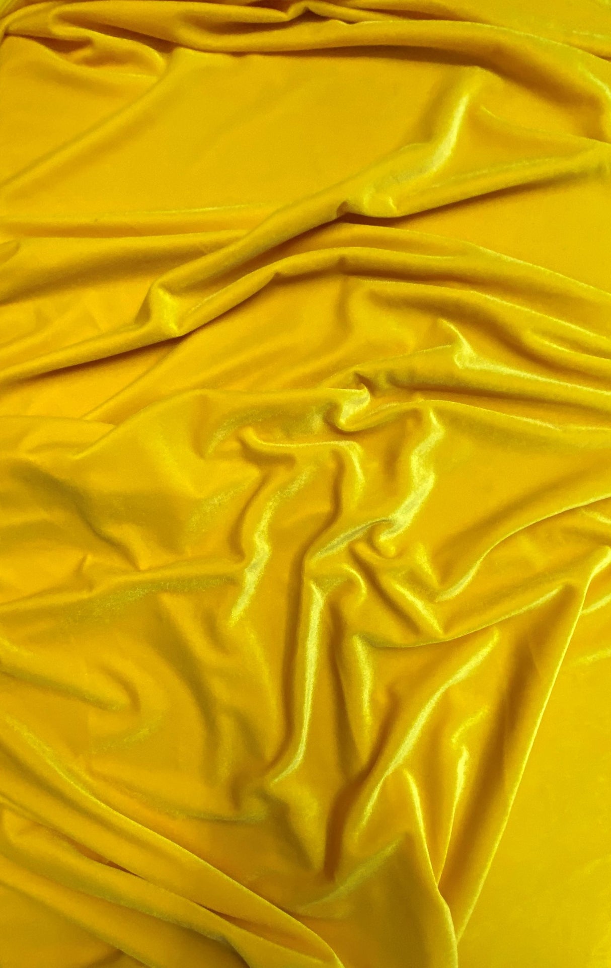 Yellow Stretch Velvet Fabric - Yellow, 58"-60" Wide