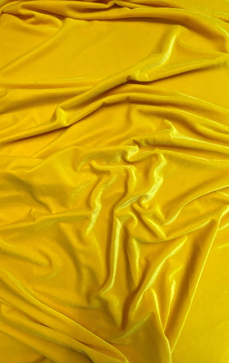 Yellow Stretch Velvet Fabric - Yellow, 58"-60" Wide