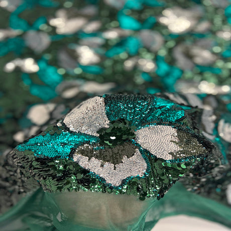 Stretch Sequins Floral Fabric Multicolor