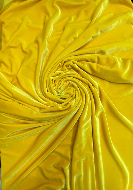Yellow Stretch Velvet Fabric - Yellow, 58"-60" Wide