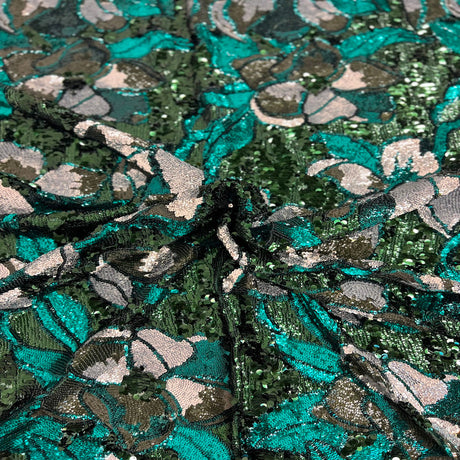 Stretch Sequins Floral Fabric Multicolor