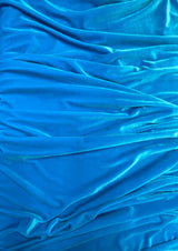 Turquoise Stretch Velvet Fabric - Turquoise, 58"-60" Width