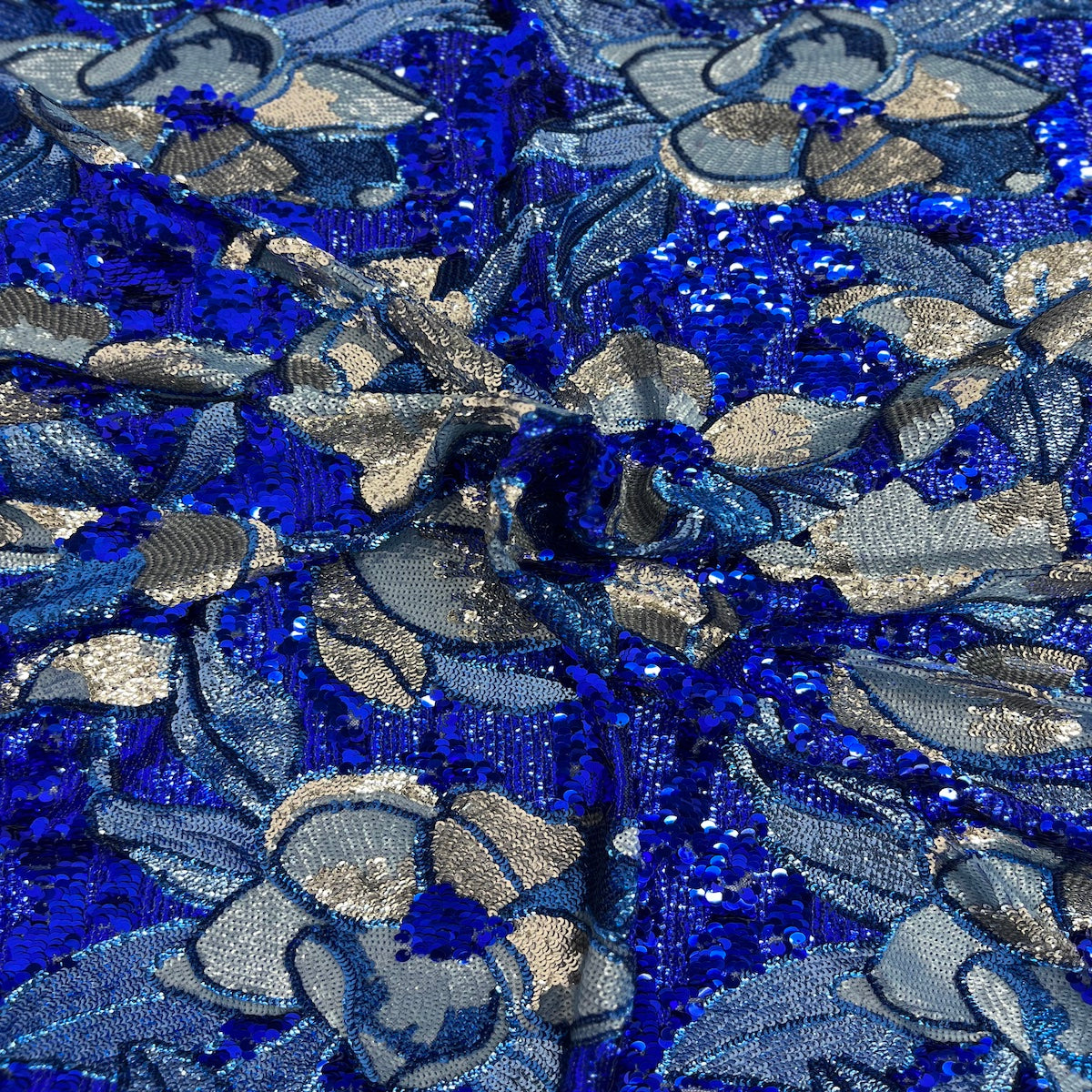 Stretch Sequins Floral Fabric Multicolor