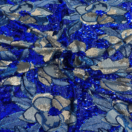 Stretch Sequins Floral Fabric Multicolor