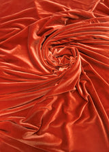 Rust Stretch Velvet Fabric - Rust, 58"-60" Width